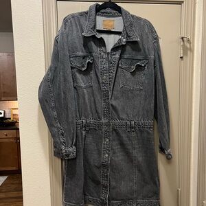 Gray Denim Long-Sleeve Dress